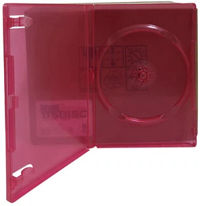 USDISC DVD Cases Standard 14mm Premium, Single 1 Disc (Clear Red) Lot - Afbeelding 1 van 1