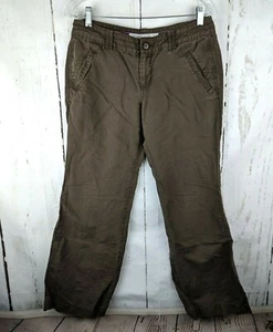 Womens OLD NAVY Bootcut Linen Pants 8 Brown Low Rise Flare Regular - Picture 1 of 6