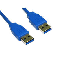 1m USB 3.0 Type A Male to A Male Data Cable Lead - Super Fast Speed - Blue
