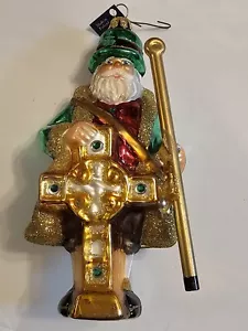 Weihnachtsschmuck geblasenes Glas handbemalt irischer Weihnachtsmann mit keltischem Kreuz... - Bild 1 von 11