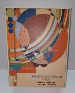 Frank Lloyd Wright Designs Block Puzzle - 12 Blocks / 6 Puzzles - Picture 1 of 3