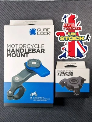 Quadlock Motorcycle Bike Bicycle Set  Handlebar Mount And Vibration Dampener  - Image 1 of 4