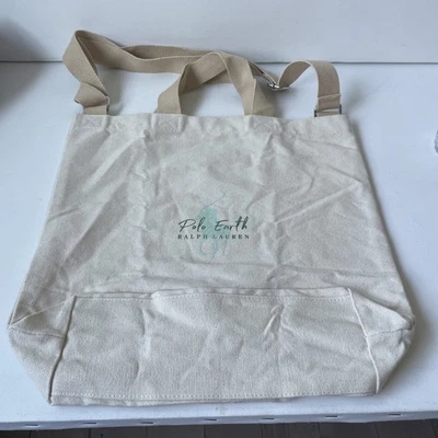  Bolso de Mano Ralph Lauren Polo Tierra Lona Avena Correa Ajustable y Correas de Mano Foto 1 de 4