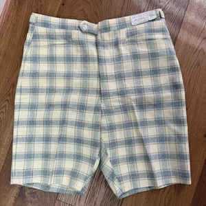 Pantalones cortos holgados vintage nuevos con etiquetas años 60 para hombre SansABelt Jaymar amarillo y azul talla 34 - Imagen 1 de 8