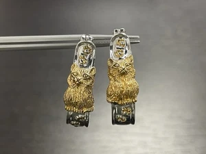 BGE Bradford Exchange Sterling Silber Katze Creolen 2-farbig - Bild 1 von 11