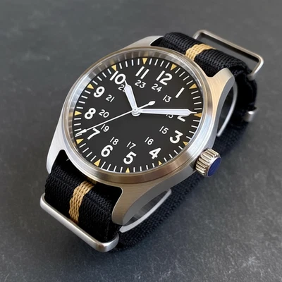 Miyota8215 Diver Pilot Vintage Mechanical Watch Men's Sapphire 39mm Nylon Strap - Image 1 of 4