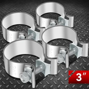 4Pcs 3" Inlet T409 Stainless Steel Narrow Band Muffler Exhaust Pipe Clamp Sleeve - Bild 1 von 6
