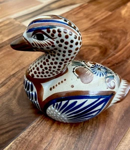 Tonala Keramik Ente mexikanisch signiert handbemalt Volkskunst Vogel groß 6,5" Vintage - Bild 1 von 6