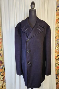 Vintage 100% Wool Navy Pea Coat Size 42- Very Handsome! - Picture 1 of 13