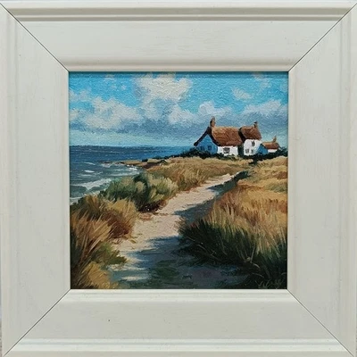 Pintura al óleo paisaje marino arte original impresionismo realismo pintura 4x4 pulgadas Foto 1 de 4