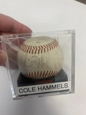 Cole Hamels Signed Rawlings MLB Autographed Phillies looks like game used - Image 1 of 4