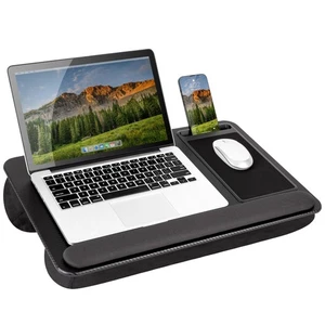 Black Carbon Lap Desk With Wrist Rest Mouse Pad Phone Slot Portable 21.1 X 14.1 - Picture 1 of 5