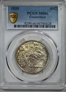 1935 Connecticut Classic Commemorative Half Dollar 50C PCGS MS66 - Picture 1 of 6