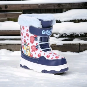 Botas de invierno azules para niños pequeños con ribete de piel sintética talla 11 molidas NUEVAS - Imagen 1 de 5