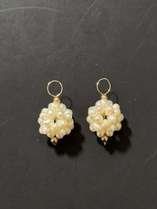 Pendientes de perlas vintage de oro de 14k sin ganchos ni partes de collar - Imagen 1 de 11