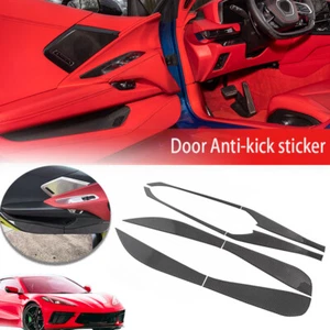 For Chevrolet Corvette C8 Vinyl Black Carbon Fiber Car Door Anti-Kick Strip Trim - Foto 1 di 10
