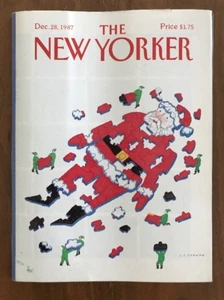 1987 December 28 The New Yorker Magazine Christmas Santa Puzzle Elves Johnson - Bild 1 von 2