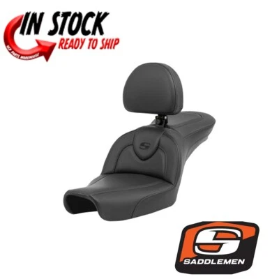 SOFÁ DE CARRETERA SADDLEMEN ASIENTO PUNTADA NEGRA CON RESPALDO HARLEY 1996-2003 FXD Foto 1 de 3