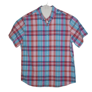 Hawker Rye Short Sleeve Slim Fit Shirt Blue Pink Plaid Seersucker Size XXL Tall - Picture 1 of 12