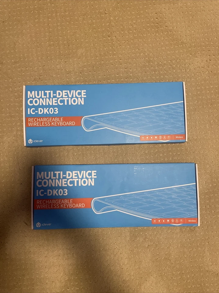 Bluetooth Wireless Keyboard iClever Rechargeable Pair W/3 Devices - Image 1 of 2