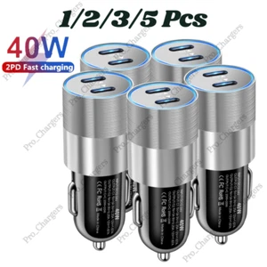 Dual USB C PD Type-C Car Charger 40W Fast Adapter For iPhone iPad Android Phone - Picture 1 of 13