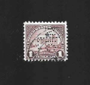 US 1917-25 $1 One Dollar Lincoln Memorial SC#571 Used. Cancelled. Perfin. No Gum - Picture 1 of 2