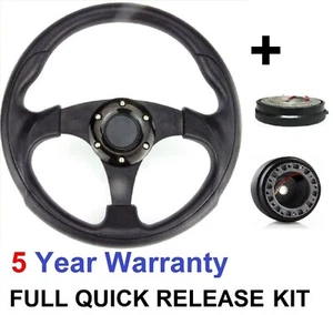 QUICK RELEASE STEERING WHEEL AND BOSS KIT FIT CLASSIC AUSTIN ROVER MINI BLACK - Picture 1 of 5