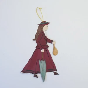 Figura de dama Mary Poppins colgante de pared con placa de metal en disfraz de época - Imagen 1 de 7
