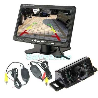Wireless Reversing Parking Camera 7LED +  7" TFT LCD Car Rear View Monitor Kit - Image 1 of 4
