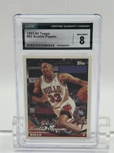 1993 Topps #92 Scottie Pippen - CGC 8 (NEAR MINT) - Freshly Graded! - Picture 1 of 2