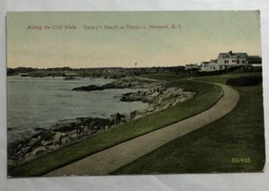 Along The Cliff Walk. Bailey's Beach In Distance. Newport, R.I. Postcard (D1) - Picture 1 of 2