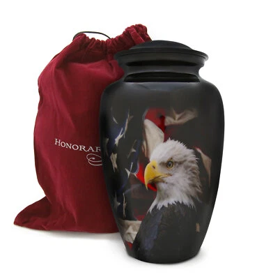 Honorary Memorials Patriotic Hearts Eagle Urn for Human Ashes - Bag Included