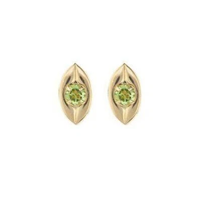 9ct yellow gold coffee bean evil eye peridot Andralok stud earrings / Gift box  - Image 1 of 3