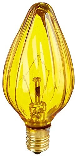 Bulbrite 25F10A 25W Fiesta Style Chandelier Bulb, Candelabra Base, Amber - Image 1 of 1