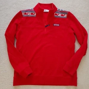Vineyard Vines Red Winter Needlepoint Shep Shirt szM - Picture 1 of 14