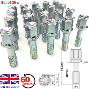 20 x ALUFELGENSCHRAUBEN FÜR MERCEDES BENZ SLK (1996-2010) R170 R171 MUTTERN - Bild 1 von 10