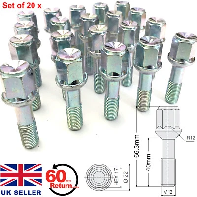 20 x ALLOY WHEEL BOLTS FOR MERCEDES BENZ E-CLASS (1985-03) W124 W210 NUTS - Image 1 of 4