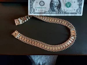 Goldtone choker necklace costume jewelry box link - Picture 1 of 6