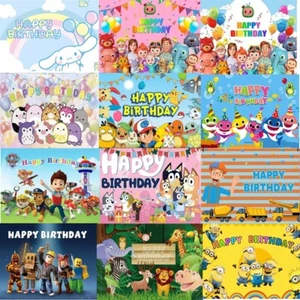 Cocomelon Backdrop Background Pink Bluey Bingo Photo Birthday Cartoon Party - Picture 1 of 39