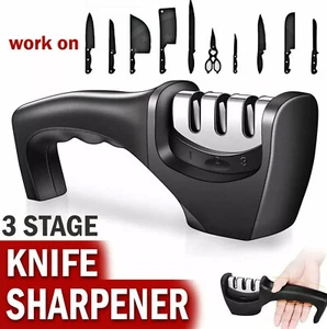 Afilador de Cuchillos para Afilar Navajas Cuchillos Accesorios Cocina 3-Estapas - Picture 1 of 13