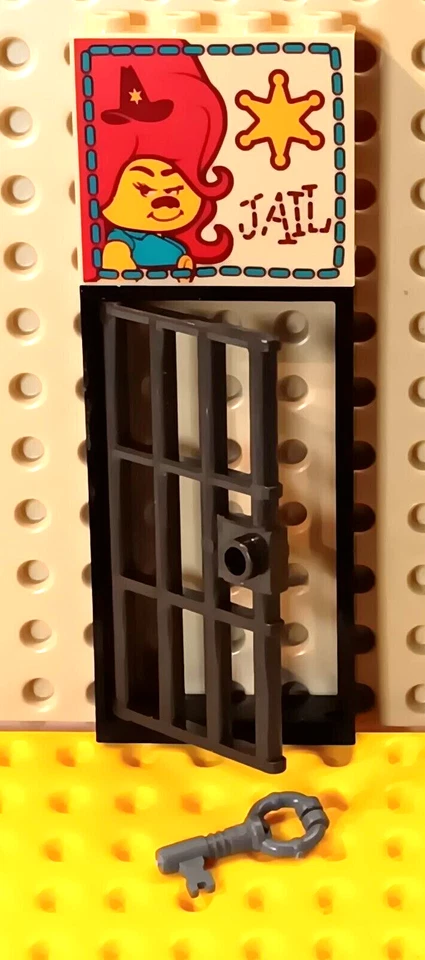 LEGO Jail Door Sign Swing Open FREE CELL KEY Sherriff Badge Trolls Printed Panel - Image 1 of 1