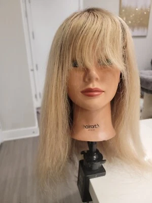 Peluca de cabello humano frontal de encaje mezcla 360 rubio dorado tapa mediana 16" usada Foto 1 de 4