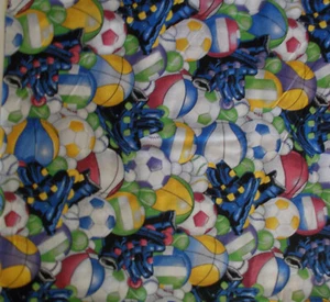 Daisy Kingdom *Sports Galore* Fabric Balls Skates Cotton Quilting Crafts BTY - Picture 1 of 3