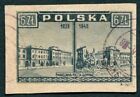 POLAND 1946 6z slate SG543 used NG IMPERF Warsaw 1939-45 GPO c ##W26
