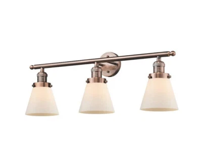 Accesorio de baño Innovations de cono pequeño de 3 luces en cobre antiguo - 205-AC-G61 Foto 1 de 4