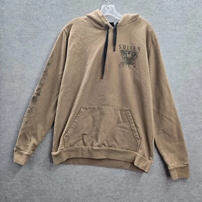Sullen 男式运动衫中号棕色连帽衫标志垃圾海洋骷髅滑板 Y2K — 第 1/4 张图片