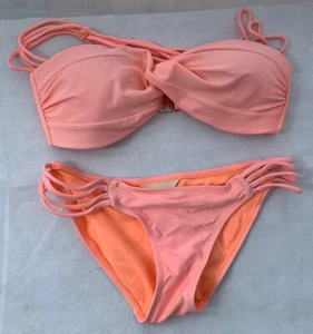 Orangefarbener Nylon-Bikini mit Trägern Größe 6 Damen Bademode - Bild 1 von 9