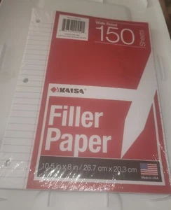 Filler Notebook Paper Wide Rule 3 Packs of 150 Sheets 450 Total School 3 Hole - Picture 1 of 2