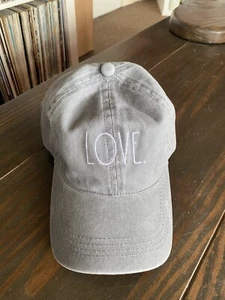 Rae Dunn Baseball Cap Hat Love Slogan Acid Wash Grey Love New With Tags - Picture 1 of 7