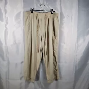 Just My Size Capri Tan Linen Pants with Drawstring Tie 4 Pockets Wm Sz 1X (16W) - Picture 1 of 11